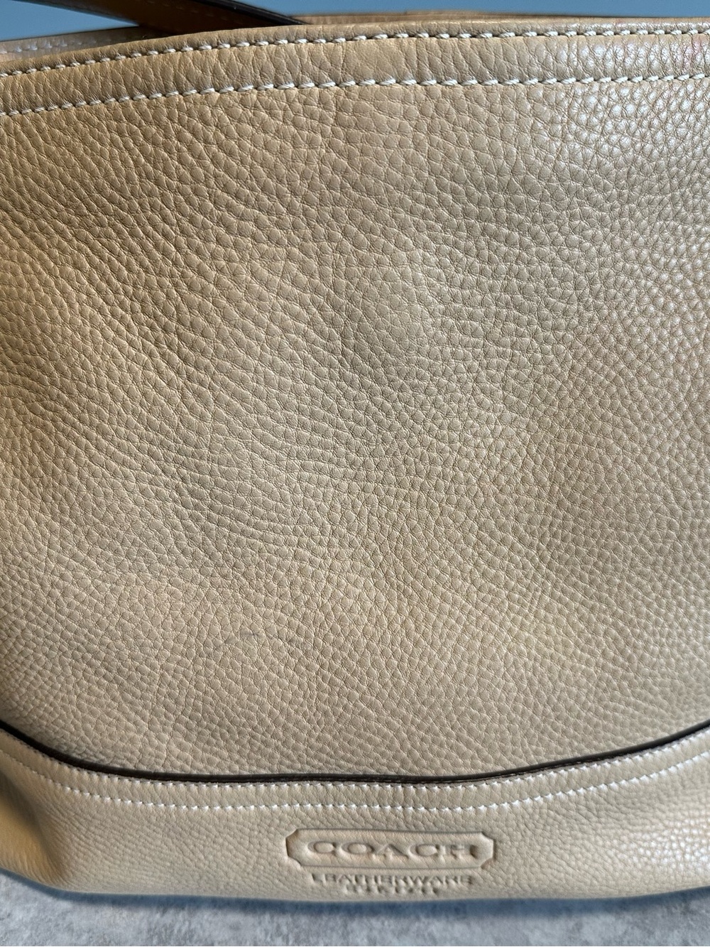 Coach Pebbled Leather Tote in Light Tan